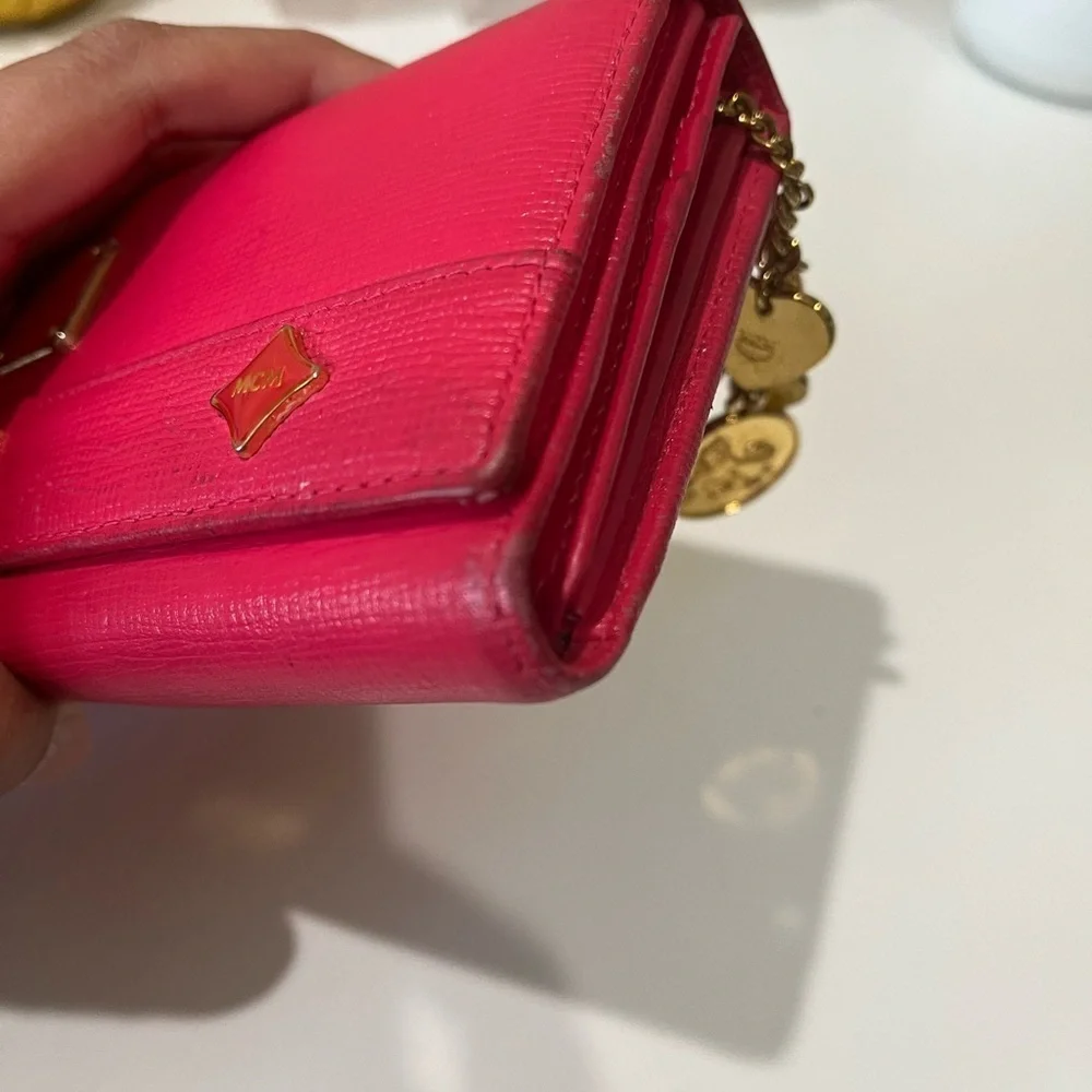 MCM DARK PINK LONG TRIFOLD WALLET